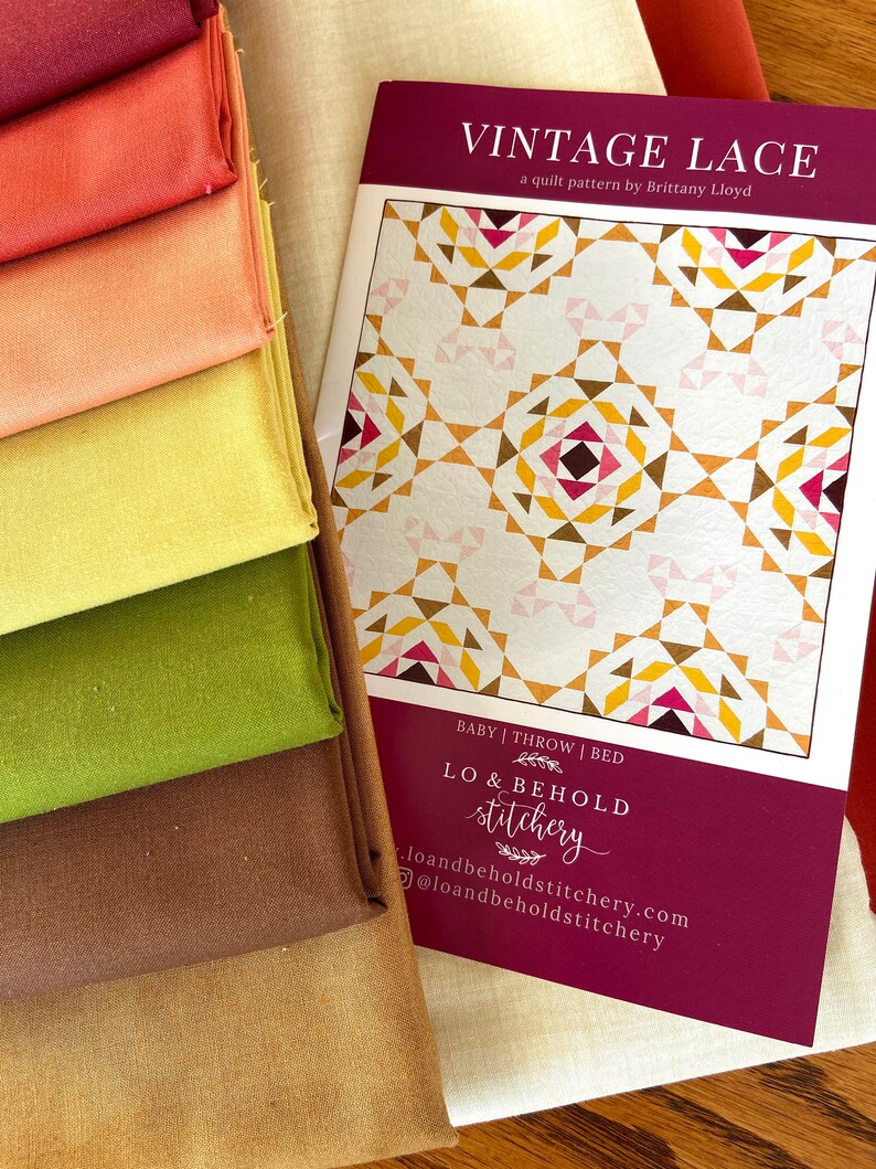 Vintage Lace Quilt Kit With Autumn Solids From Moda Etsy