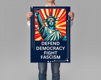 Verdedig democratie, strijd tegen fascisme Afdrukbaar protestbord: anti-Trump SVG-PNG (digitale download)