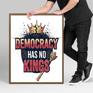 Democracy Has No Kings Protest Sign PRINTABLE SVG, Anti-Trump Protest Poster Sign For March, Digital Download, Political Activist Sign