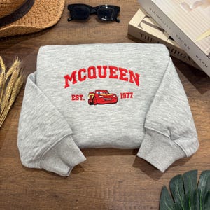 Cute Embroidered Sweatshirt, Car Character Hoodie, Mcqueen Embroidery Sweatshirt, Gift For Him, Couple Gift, Gift For Fans ECT003