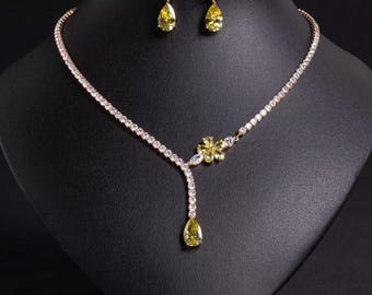 Citrine Bloom Necklace and Earring Set