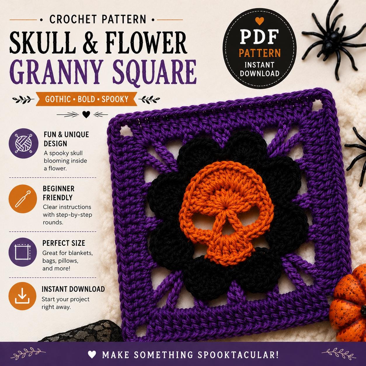 Gothic Skull Granny Square