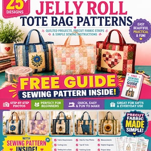 Beginner Jelly Roll Tote Bag Patterns – Quilted Projects, Sewing Guide (Digital PDF)