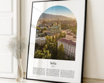 Impresión de póster de Sofía, póster de viaje de Sofía, impresión a color personalizada de Sofía, Bulgaria