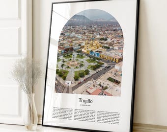 Impresión de póster de Trujillo, póster de viaje de Trujillo, impresión a color personalizada de Trujillo, La Libertad, Perú