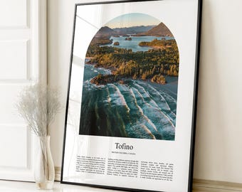 Impresión de póster de Tofino, póster de viaje de Tofino, impresión a color personalizada de Tofino, Columbia Británica, Canadá
