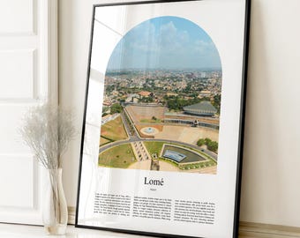Impresión de póster de Lomé, póster de viaje de Lomé, impresión a color personalizada de Lomé, Togo