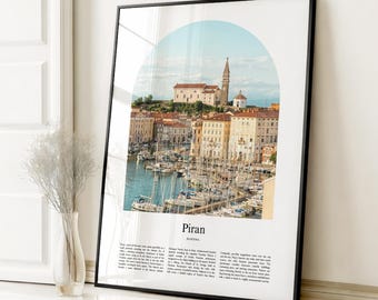 Impresión de cartel de Piran, cartel de viaje de Piran, impresión en color personalizada de Piran, Eslovenia
