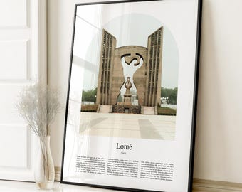 Impresión de póster de Lomé, póster de viaje de Lomé, impresión a color personalizada de Lomé, Togo