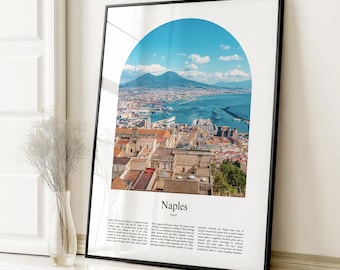 Impresión de póster de Nápoles, póster de viaje de Nápoles, impresión a color personalizada de Nápoles, Italia