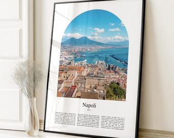 Impresión de póster de Nápoles, póster de viaje de Nápoles, impresión a color personalizada de Nápoles, Italia