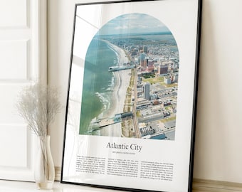 Póster de Atlantic City, póster de viaje de Atlantic City, impresión a color personalizada de Atlantic City, Maryland, Estados Unidos