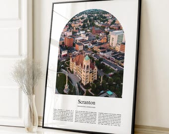 Impresión de póster de Scranton, póster de viaje de Scranton, impresión a color personalizada de Scranton, Pensilvania, Estados Unidos, EE. UU.