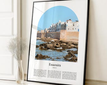 Impresión de cartel de Essaouira, cartel de viaje de Essaouira, impresión en color personalizada de Essaouira, Marruecos