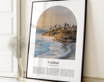 Impresión de póster de Carlsbad, póster de viaje de Carlsbad, impresión a color personalizada de Carlsbad, California, Estados Unidos, EE. UU.