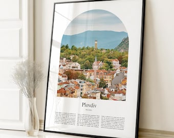 Impresión de póster de Plovdiv, póster de viaje de Plovdiv, impresión a color personalizada de Plovdiv, Bulgaria