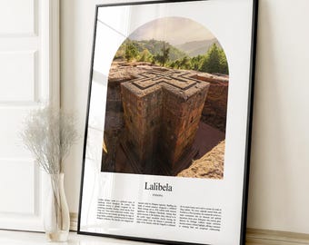 Impresión de póster de Lalibela, póster de viaje de Lalibela, impresión a color personalizada de Lalibela, Etiopía