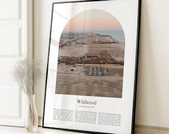 Impresión de póster de Wildwood, póster de viaje de Wildwood, impresión a color personalizada de Wildwood, Nueva Jersey, Estados Unidos, EE. UU.