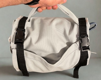 Turkusowa płócienna torba narzędziowa na kółkach • Ręcznie robiony modułowy organizer, wytrzymały materiał Cordura