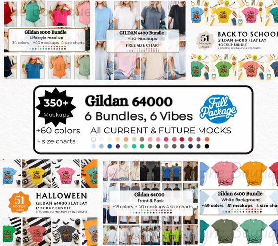 Gildan 64000 Mockup Bundle, Front Back Mockup Bundle, Bundle Gildan 64000 Shirt, Gildan Whole Shop Mockup Model, Gildan 64000 T Shirt Mockup