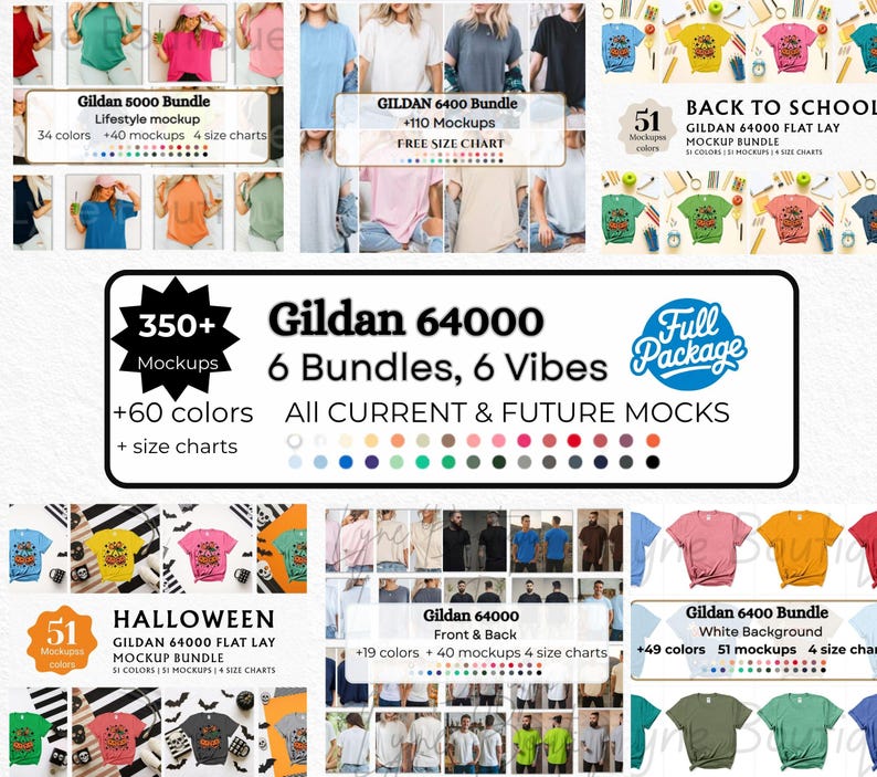 Gildan 64000 Mockup Bundle, Front Back Mockup Bundle, Bundle Gildan 64000 Shirt, Gildan Whole Shop Mockup Model, Gildan 64000 T Shirt Mockup