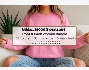 Gildan 18000 Pullover Mockup Bundle Sweatshirt Gildan Mockup Back Oversized Rundhals Model Gildan Weihnachten Winter Mega Bundle Model Shirt