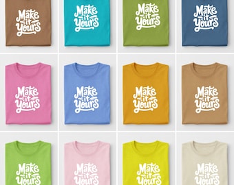 Pacote de mockups Gildan 5000, pacote de mockups de camisetas Gildan para impressão sob demanda, pacote de mockups de vestuário, pacote de mockups Gildan, mockup Gildan verão
