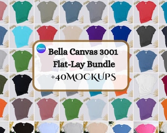 40+ Colors Bella Canvas 3001 Mockups, TShirt Mockup Bundle, 3001 Bella Canvas Bundle, POD Mockup, Best Print on Demand T-Shirt Mockup Bundle