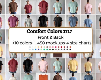 Comfort Colors C1717 Mockup Bundle: Men's Front & Back T-Shirt (500+ PNG Images)