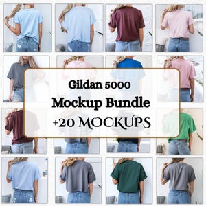 Bundle Gildan 5000 Mockup, Gildan 5000 Front and Back T-Shirt Mockup Bundle, Gildan Bundle 21 Mockups, Gildan Mockup Bundle Instant Download
