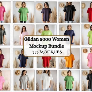 Gildan 5000 Mockup Bundle, Gildan Tee Shirt Mockup Bundle Print On Demand, Apparel Mockup Bundle G500 Mockup Bundle Instant Download