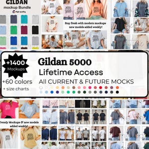 Gildan 5000 Mockup Bundle,Bundle Gildan 5000 Shirt, Gildan Whole Shop Mockup Bundle Model, Front Back Mockup Lifetime Access, man women