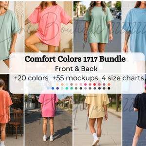 Comfort Colors 1717 Mockup Bundle Front Back, 1717 Front and Back Mockup, Comfort Colors Mockup, C1717 Women Mockup Bundle, Neutral Minimal