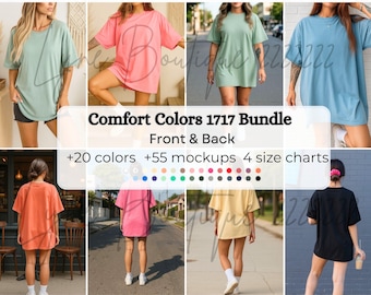 Comfort Colors 1717 Mockup Bundle Front Back, 1717 Front and Back Mockup, Comfort Colors Mockup, C1717 Women Mockup Bundle, Neutral Minimal