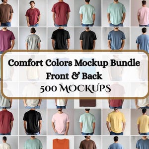 Comfort Colors C1717 T-Shirt Mockup Bundle Front Back | Mens C1717 TShirt Mock-up Bundle | Real Male Model Mockup | Basic Aesthetic Photo