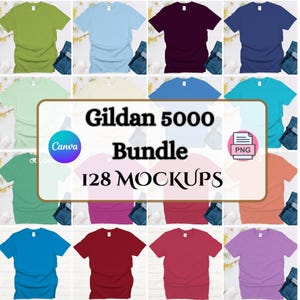 Gildan 5000 Mockup Bundle, Gildan Tee Shirt Mockup Bundle Print On Demand, Apparel Mockup Bundle, Gildan Mockup Bundle summer shirt mockup