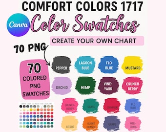 Nuancier de couleurs 1717 de Comfort Colors, modèle sur toile : T-shirt professionnel (téléchargement numérique)