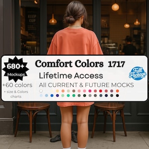 Comfort Colors Mockup Bundle, Comfort Colors 1717 Front Back Mockup, Comfort Colors 1717 Mockup, Trendy, C1717 Shirt Model Mockup Bundle