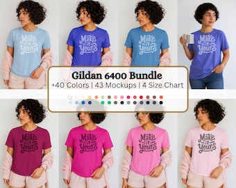 Gildan 64000 Mockup Bundle: Women's T-Shirt, 40+ Colors (Digital Download)