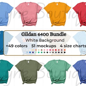 Gildan 64000 Tshirt Flat Lay Mockup Bundle | G640 T-Shirt Flatlay Mock-up Bundle | Real Product | Neutral Minimal Simple White Background