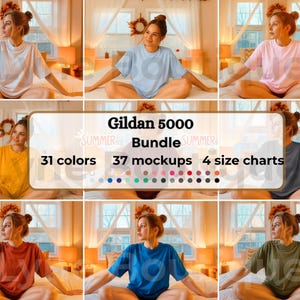 Gildan 5000 Tshirt Mockup Bundle, G500 T-Shirt Mock-up Bundle, Popular High-Quality Tee Shirt Mock-ups, Apparel Mockup Bundle, Trendy Mockup