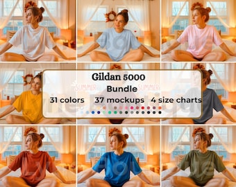 Gildan 5000 Tshirt Mockup Bundle, G500 T-Shirt Mockup Bundle, beliebtes hochwertiges T-Shirt Mock-ups, Bekleidung Mockup Bundle, trendiges Mockup