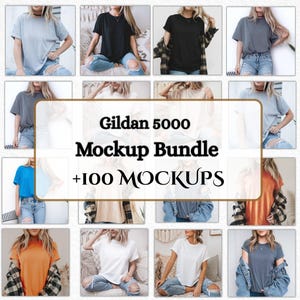 Bundle Gildan 5000 Mockup, Gildan 5000 Front T-Shirt Mockup Bundle, Gildan Bundle 110 Mockups, Gildan Mockup Bundle Instant Download