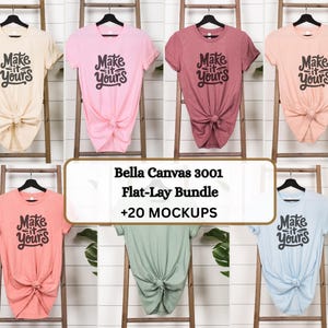 Colors Bella Canvas 3001 Mockup Bundle Bella and Canvas T-shirt Mockup Bundle Boho Flat lay T-shirt Mockups POD