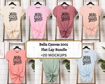 Colors Bella Canvas 3001 Mockup Bundle Bella und Canvas T-Shirt Mockup Bundle Boho Flat Lay T-Shirt Mockups POD