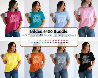 Gildan 64000 Mockup Bundle: Women's T-Shirt, 40+ Colors (Digital Download)