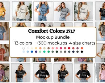 Comfort Colors Mockup Bundle, Comfort Colors C1717 T-shirt Mockup Bundle,  Comfort Colors 1717 Mockup, Neutral Minimal Trendy Summer Shirt