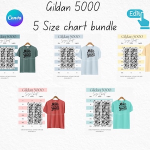 Editable Gildan 5000 Size Chart Gildan, 5000 Size Chart White T-Shirts Sizes Chart Unisex Size Chart Mockup 5000 Size Chart White Mockup