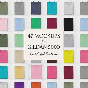 47X Tshirt Mockup Bundle, Flat lay Gildan 5000 Mockup Bundle, G5000 Heavy Cotton Tee Mock Up Bundle, Gildan Crewneck T-Shirt Mockups, Simple