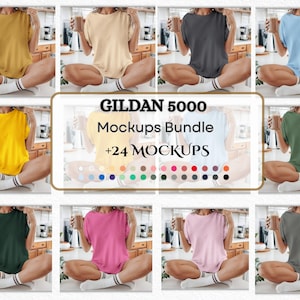 Bundle Gildan 5000 Mockup, Bundle Gildan 5000 Front T-Shirt Mockup, Bundle Gildan Mockup, Download immediato del bundle Gildan Mockup, g5000